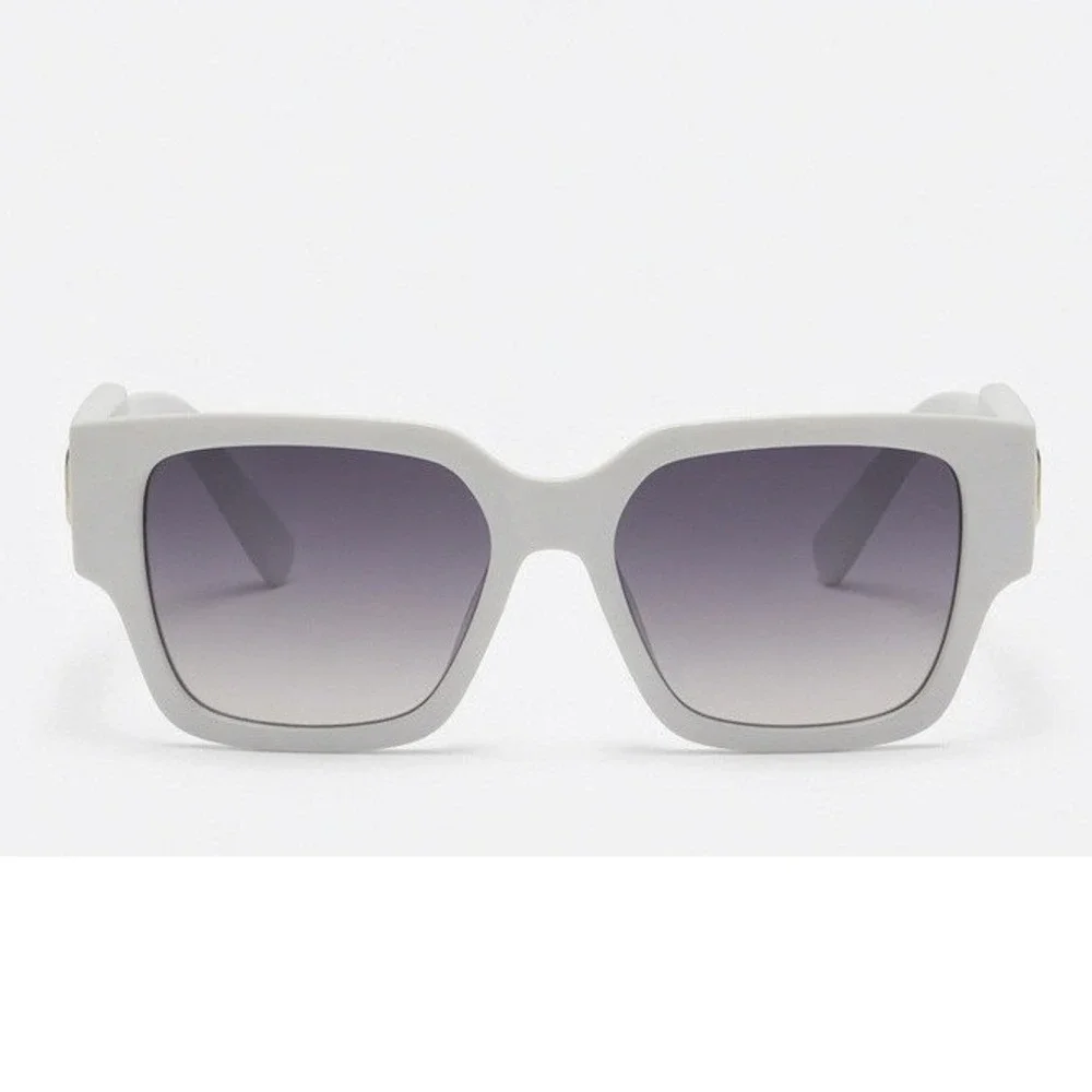 Women White Square Oversized Sunglasses Gradient Lens Chunky Frame Lentes Gafas